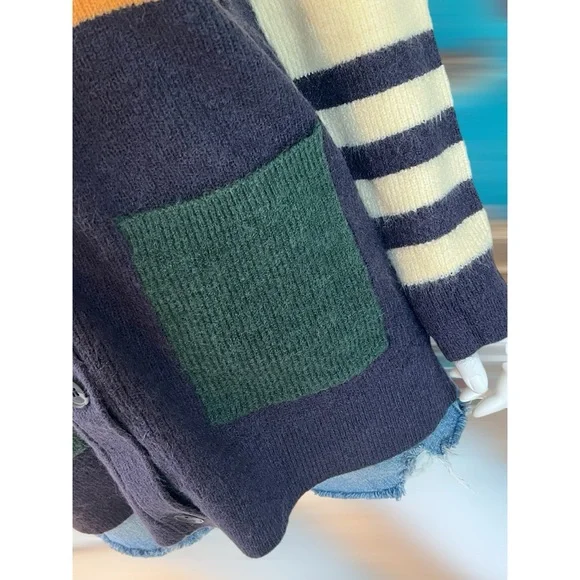 HEM & THREAD Beautiful color block button front cardigan S M L - Picture 7 of 7